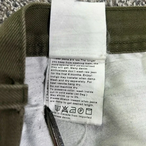 Naked & Famous Weird Guy Green Selvedge Chino Denim Jeans Mens 32 Button Fly